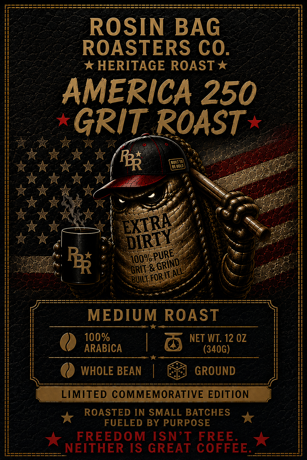 America 250 Grit Roast Flat Panel